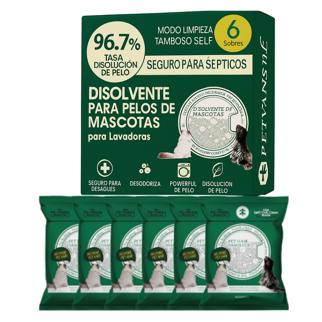 Disolvente de Pelo en tu lavadora CHAO pelos de mascota🐶 en tu ropa! 🎁6 sobres. Oferta hasta terminar existencias