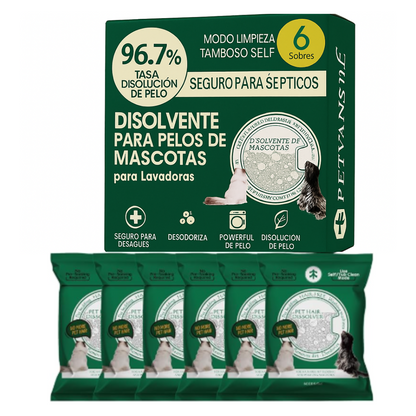 Disolvente de Pelo en tu lavadora CHAO pelos de mascota🐶 en tu ropa! 🎁6 sobres. Oferta hasta terminar existencias